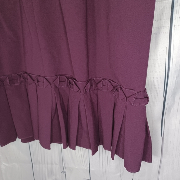 Tahari Arthur Levine 3/4 sleeve Womens 8 Dress Purple Pleated - Picture 12 of 16